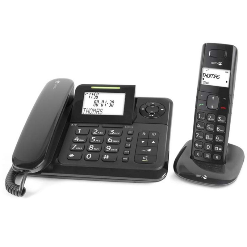 Téléphone de Bureau Filaire, Numérotation Une Touche LD 269SP Clair, Grosse  Touche Téléphone Filaire Multifonctions pour Seniors (Noir)
