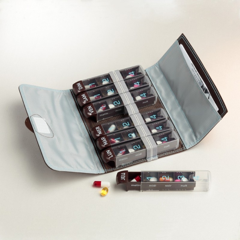 Pochette Medinizer avec 7 boîtes à médicaments - Soins à Domicile