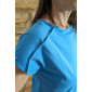 Tee-shirt ouvert épaules bleu azur - fermé épaule