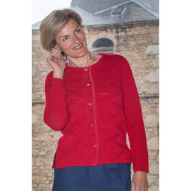 Cardigan 4 coloris T.38 à 56 rouge de face