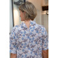 Chemise nuit ouverte dos pressions bleue detail tissu