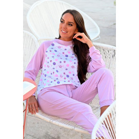 Grenouillère femme pyjama long parme face