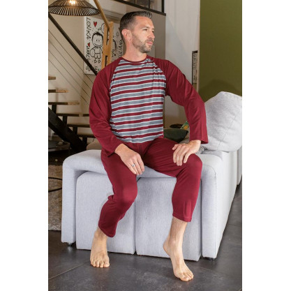 Grenouillère homme pyjama long éco - schéma ouverture