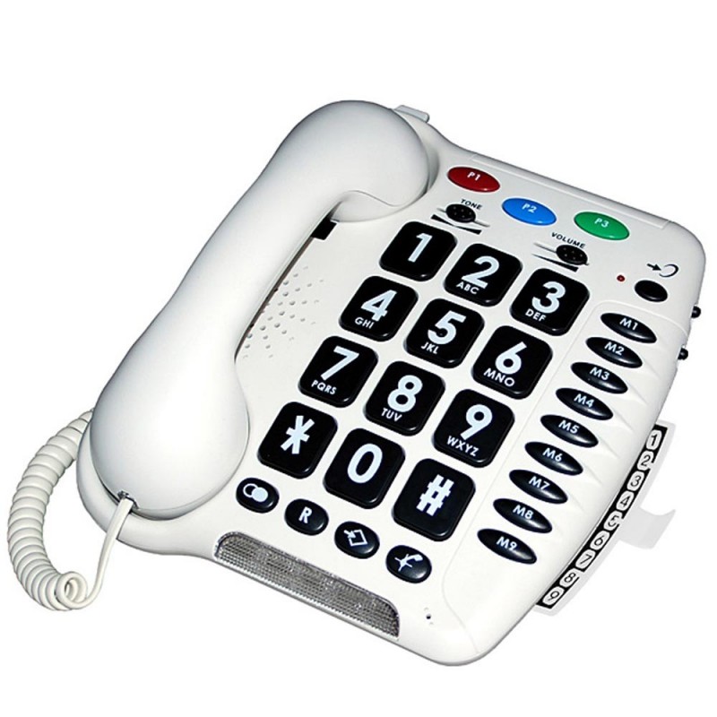 Téléphone fixe à gros boutons avec mémoire photo avec SOS, pour personnes  âgées, Alzheimer, démence, malentendant